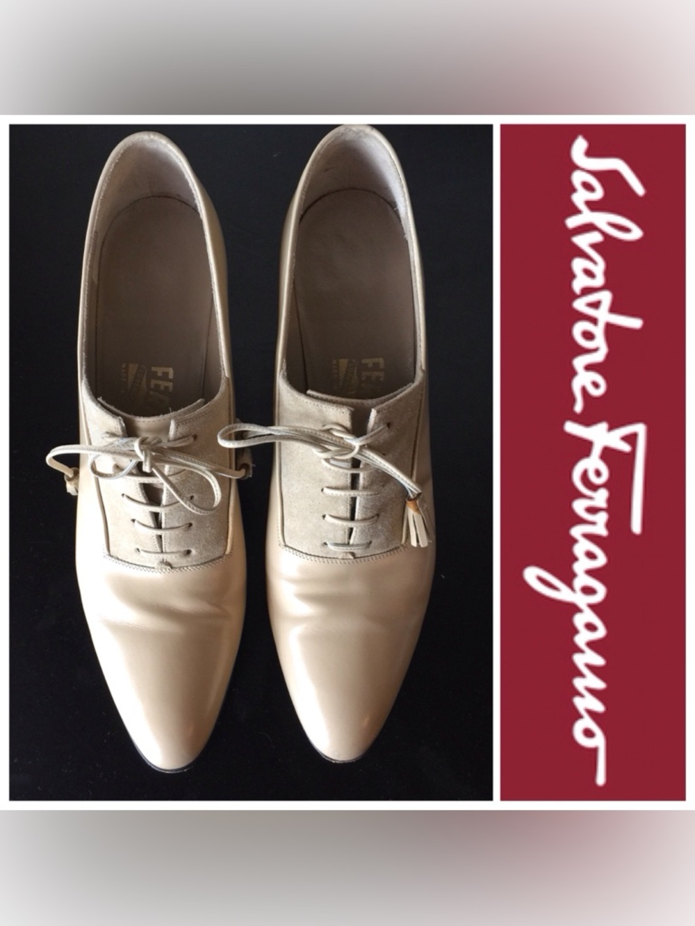 VINTAGE Salvatore Ferragamo Regency Beige Heels with Lace